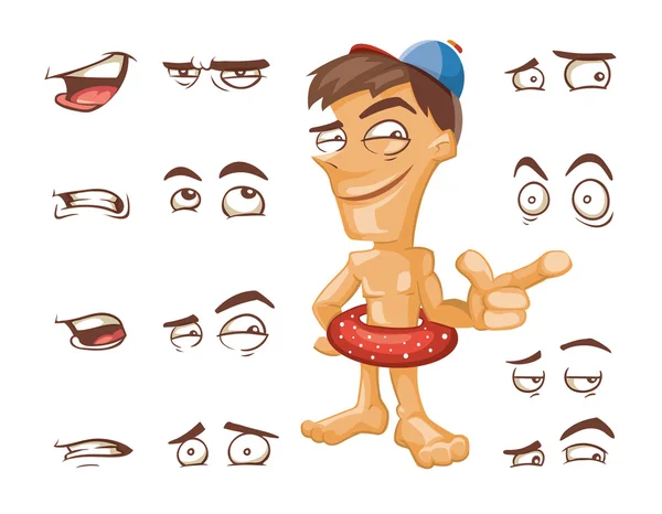 Cartoon man with different expressions — Stock Vector