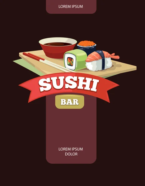 Vector poster of Sushi rolls food — Stock Vector