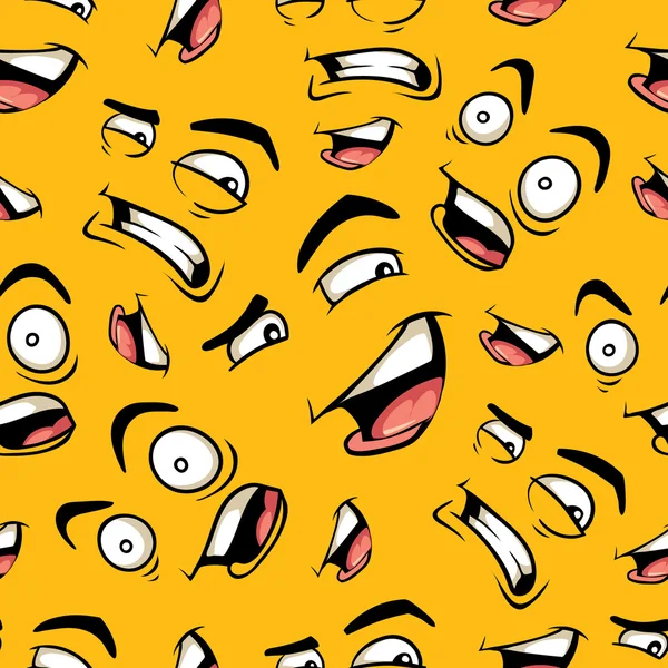 Seamless pattern with funny cartoon emotions — Stock Vector