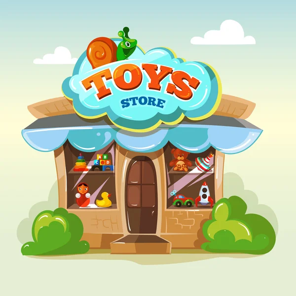 Facade of toy store. Vector illustration isolate on light background — Stock Vector