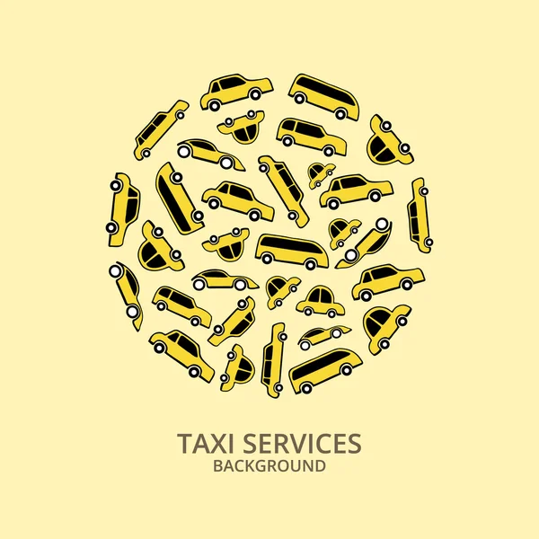Vector Pattern of yellow taxi cars in round shape — Stock Vector