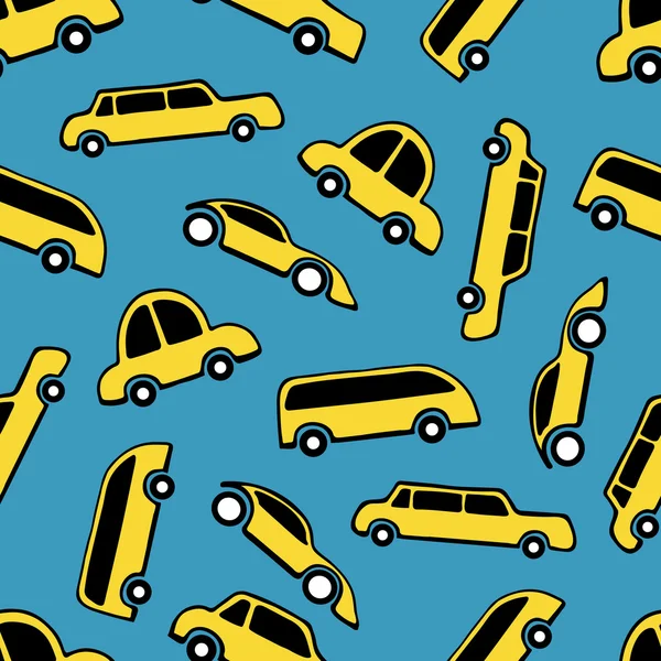 黄色のタクシー車のシームレス パターン — ストックベクタ