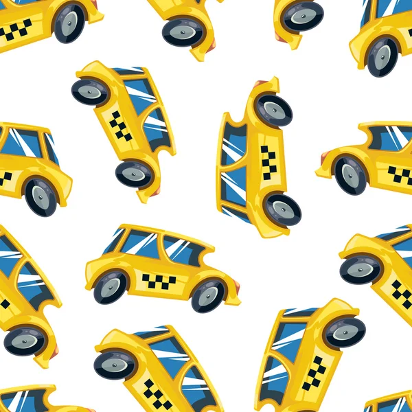 Vector Patrón inconsútil de coches de taxi amarillo — Vector de stock