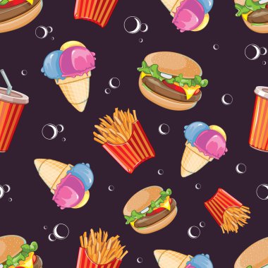 vektör lokanta simge seti ile seamless modeli