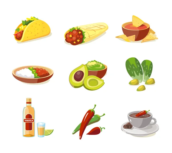 Vector illustration of Mexican traditional food — Stock Vector