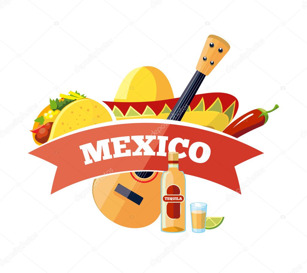 Vector mexican logo and badge design. Illustration isolate on white background