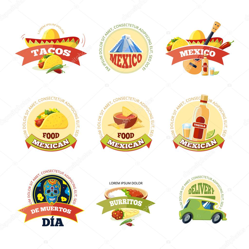 Vector mexican logo and badge design. Illustration isolate on white background