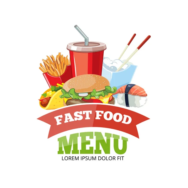 Illustrazione vettoriale per menu fast food — Vettoriale Stock