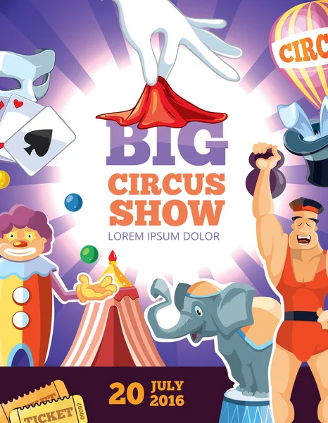Retro poster met vector illustrtaon van circus weergeven — Stockvector