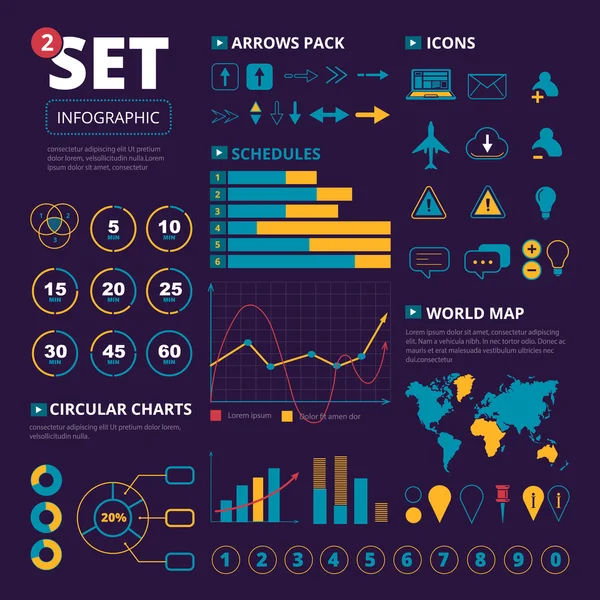 Conjunto grande de elementos infográficos. — Stockvector