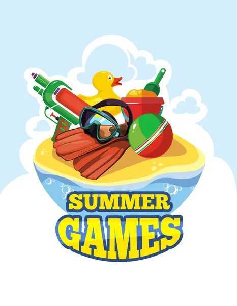 Ilustración vectorial de juguetes para juegos de verano — Archivo Imágenes Vectoriales