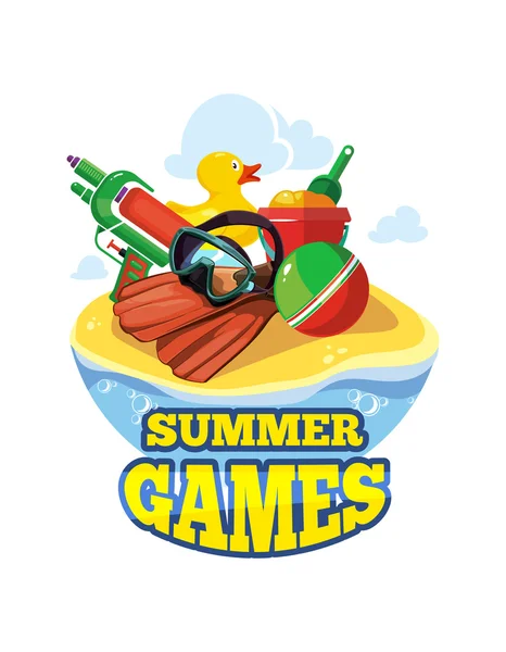 Ilustración vectorial de juguetes para juegos de verano — Vector de stock
