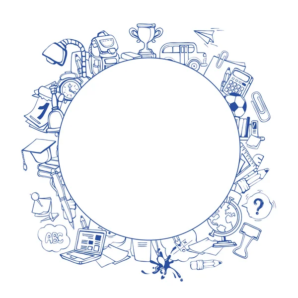 Icônes de retour à l'école en forme de cercle — Image vectorielle