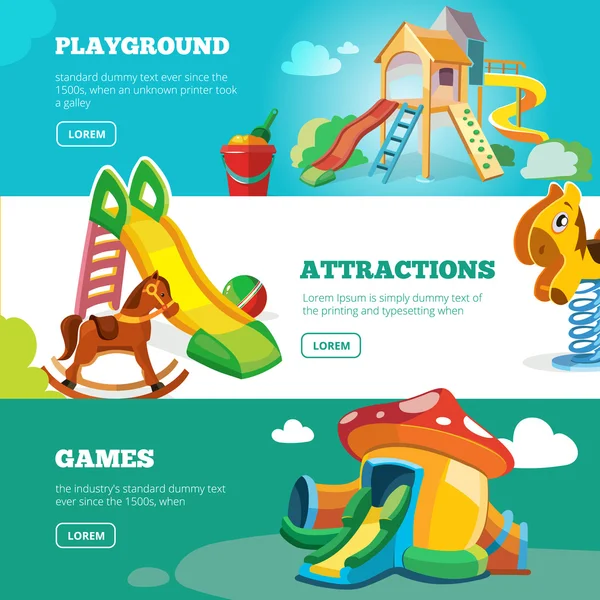 Bannières vectorielles ensemble d'aire de jeux pour enfants . — Image vectorielle
