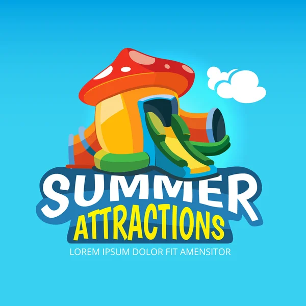 Şişme kaleler ve Çocuk Bahçesi tepelerde vektör çizim