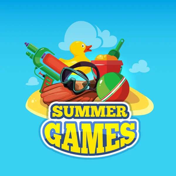 Vector illustration of toys for summer games — Stock Vector