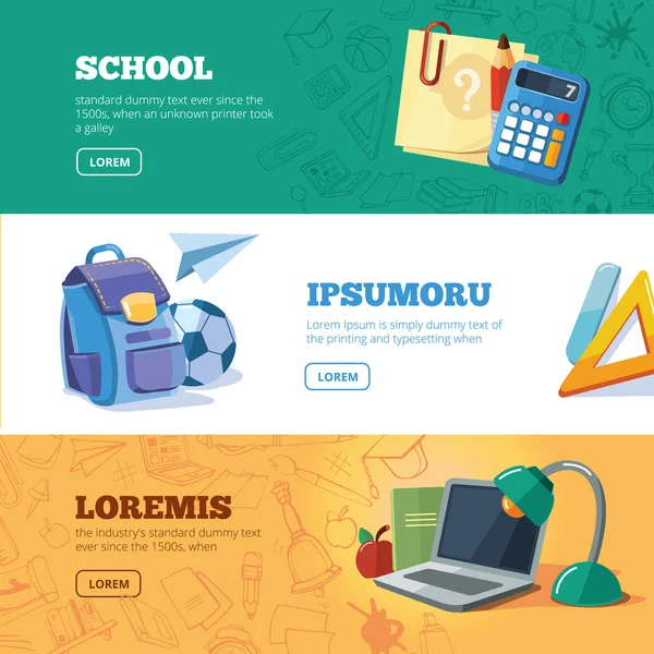 Back to school web banners set — Stock Vector