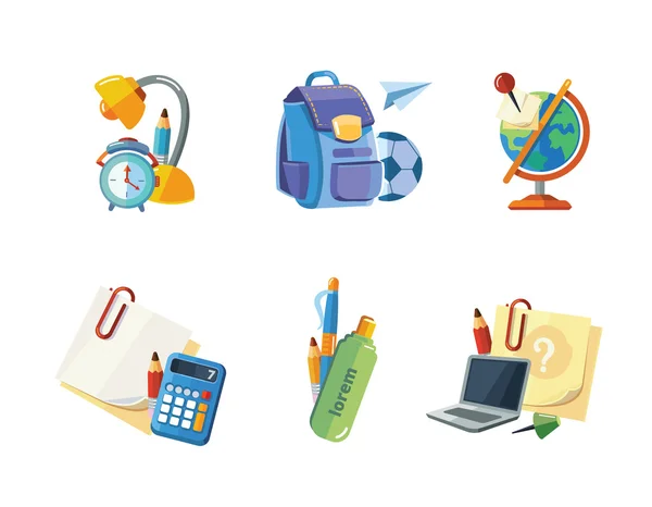Vector icons set of school elements — Stock Vector