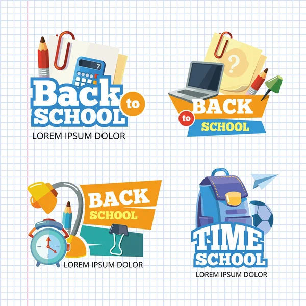 Design template with vector school emblem sets. — Stock Vector