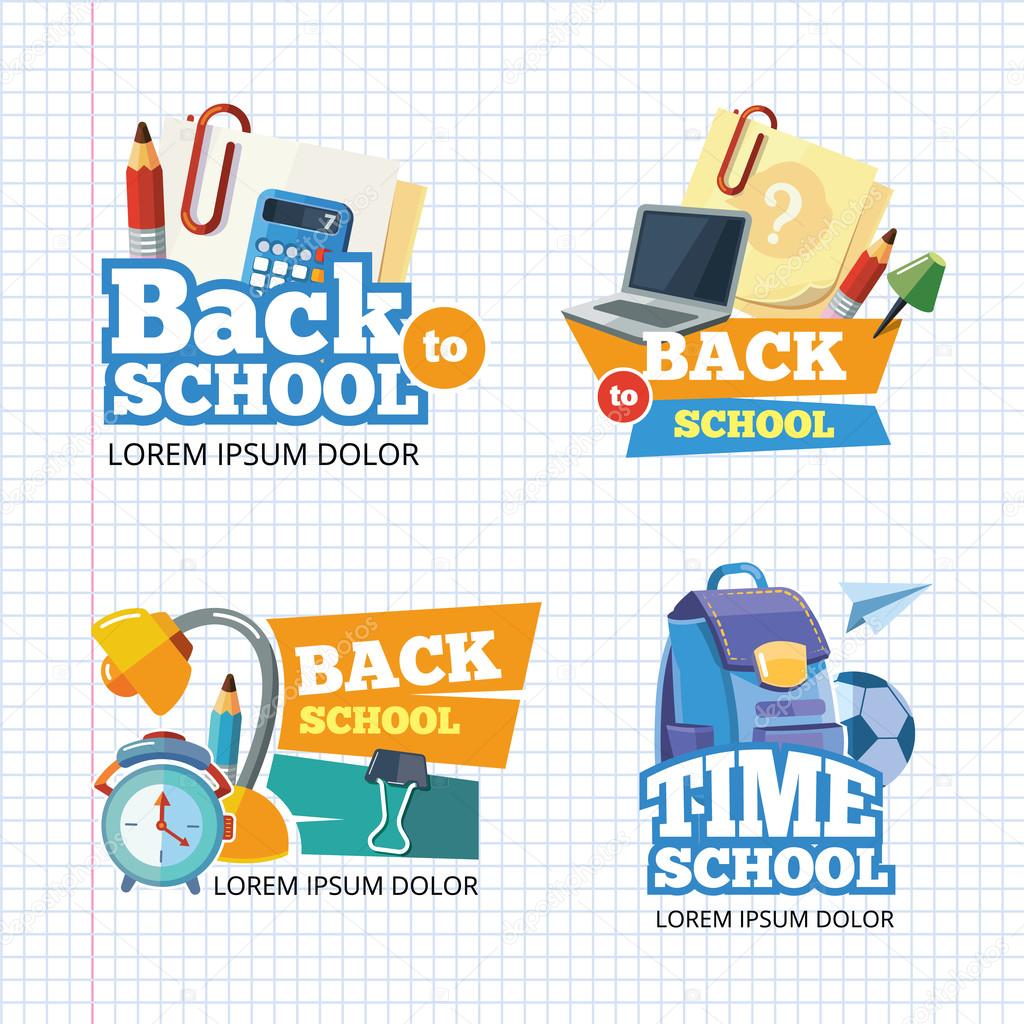 Design template with vector school emblem sets. Elements for logo design with place for your text