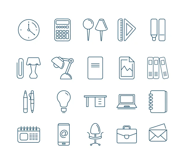 Vector icons set of stationery — Stock Vector