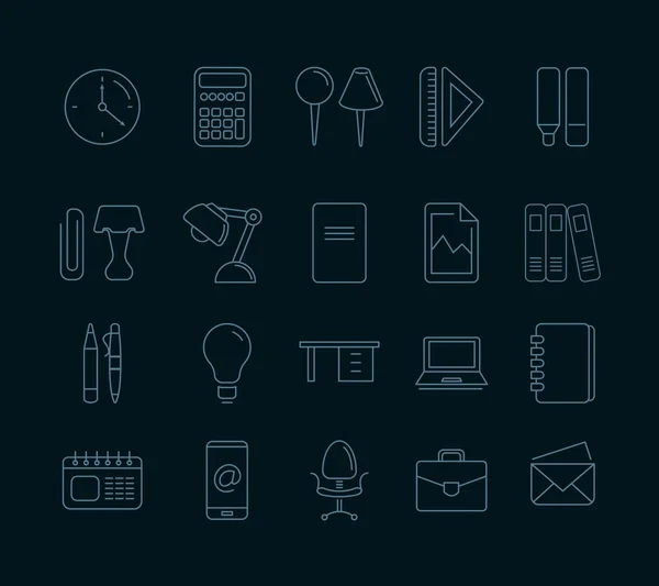 Vector iconos conjunto de papelería — Archivo Imágenes Vectoriales