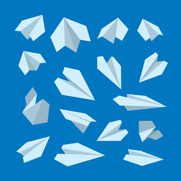 折り紙飛行機コレクションのベクトル アイコンを設定 — ストックベクタ