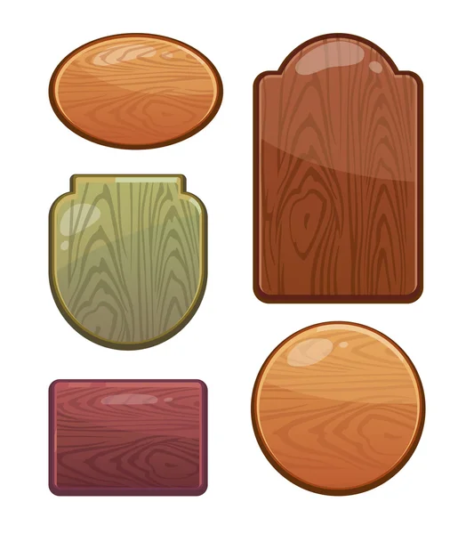 Vector Conjunto de tableros de madera con diferentes formas — Vector de stock