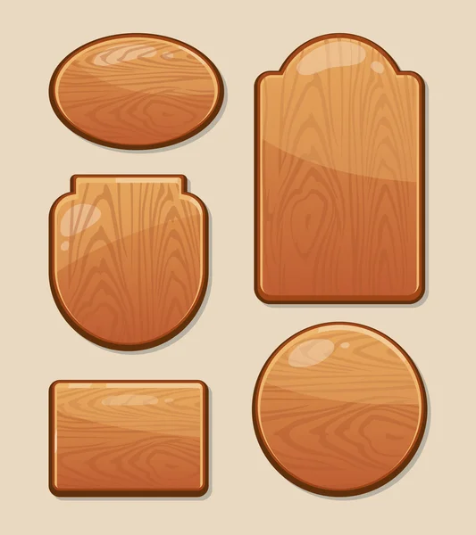 Vector Conjunto de tableros de madera con diferentes formas — Vector de stock