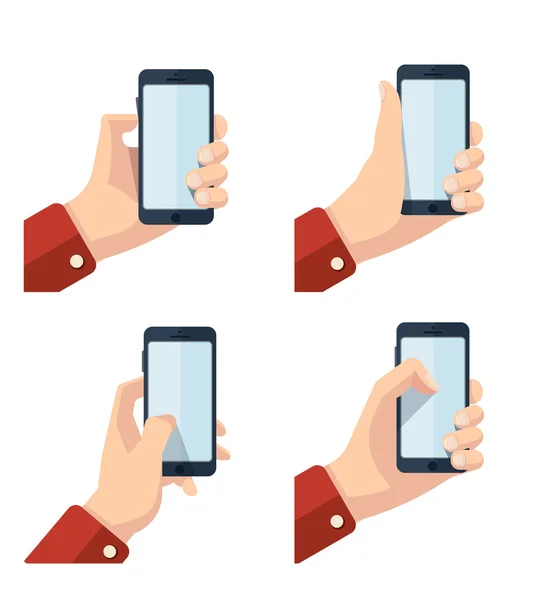 Hand som håller smartphone ikoner — Stock vektor