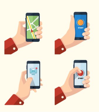 akıllı telefon simgeleri tutan el