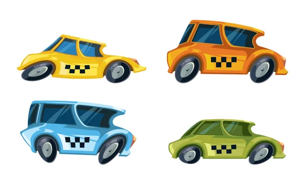 Ilustración vectorial de coches color taxi — Vector de stock