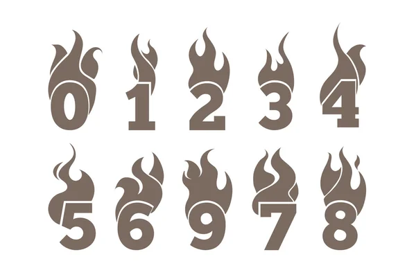 Icônes vectorielles ensemble de numéros flamboyants . — Image vectorielle