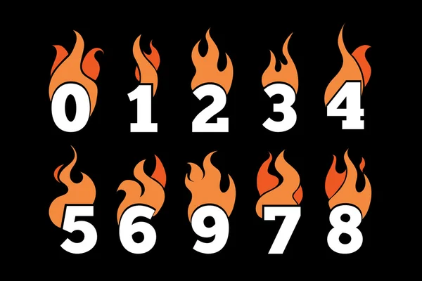 불타는 숫자의 벡터 아이콘 세트. — 스톡 벡터
