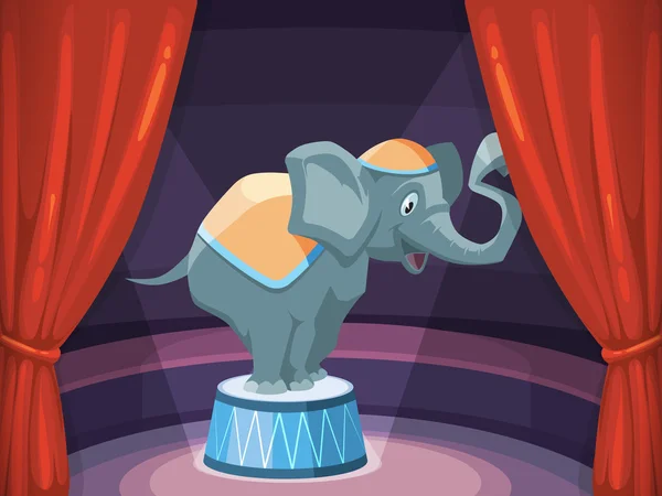 Elefante grande en la arena del circo — Vector de stock