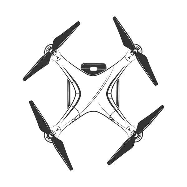 Vector monochrome picture of drone top view — Stock Vector