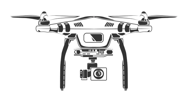 Vector monochrome picture of drone top view — Stock Vector