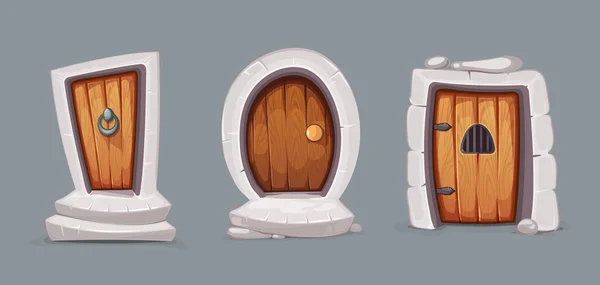 Puertas de entrada medievales de madera — Archivo Imágenes Vectoriales