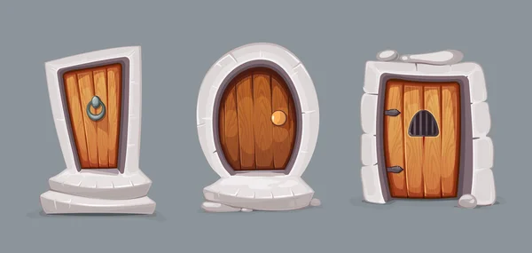 Medieval entrance doors from wood — Stock Illustration Medieval entrance doors from wood Stock Vector
