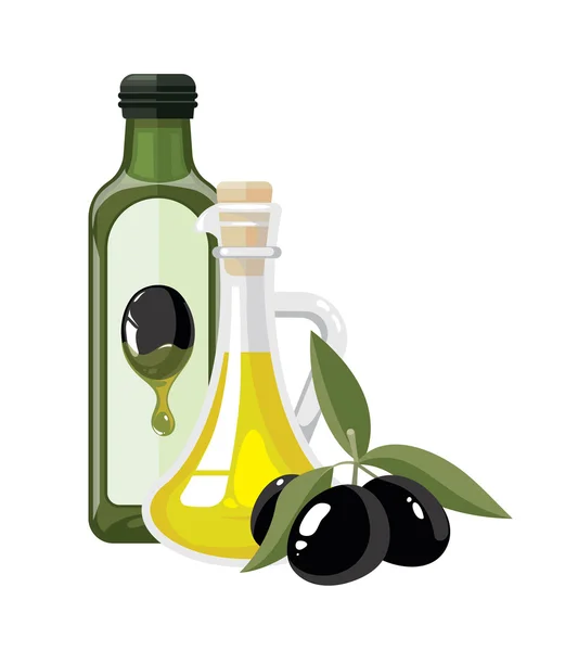 Vector illustration of bottles with Olives oil — Stock Vector