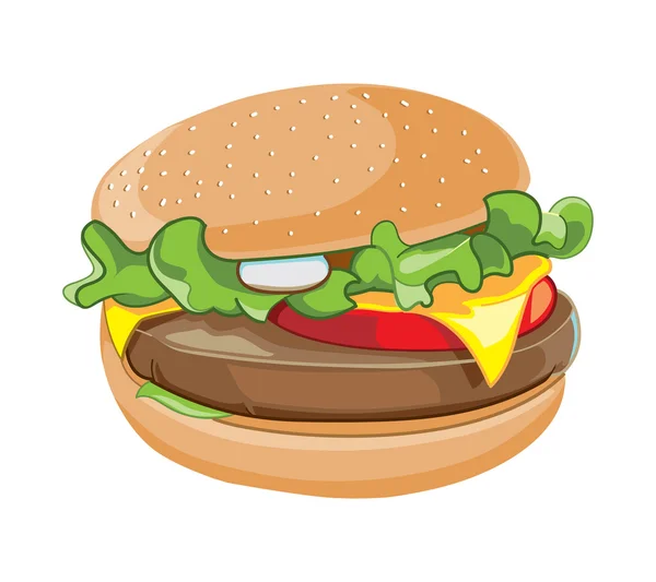 Desenho animado vetor ilustração de hambúrguer isolado no fundo branco . — Vetor de Stock