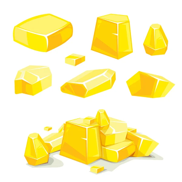 Vector Conjunto de diferentes rocas doradas — Vector de stock
