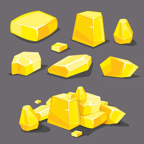 Vector uppsättning olika golden stenblock — Stock vektor