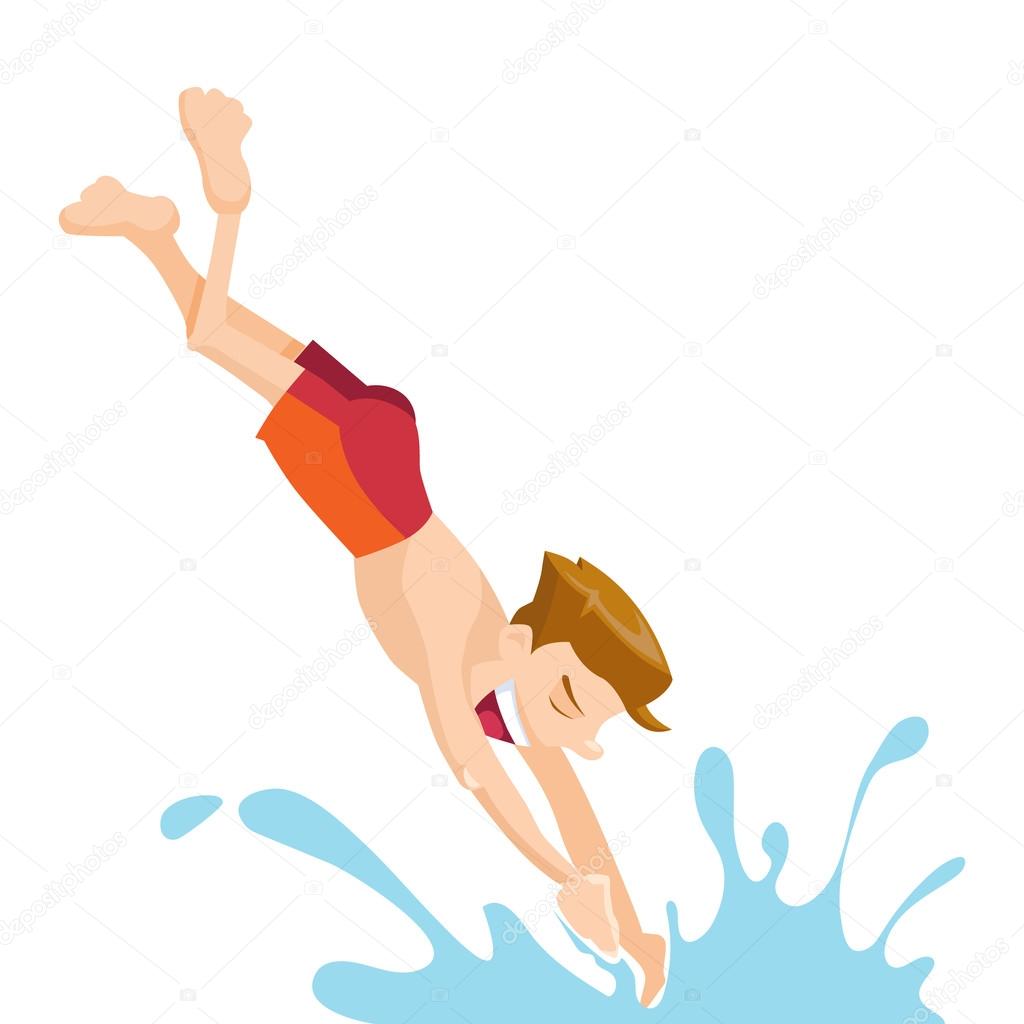 Boys play and swim in the pool — Stock Vector © Alexcardo 120099230