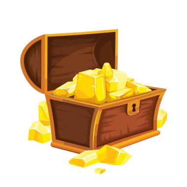 altın antika ahşap göğüs vektör çizim