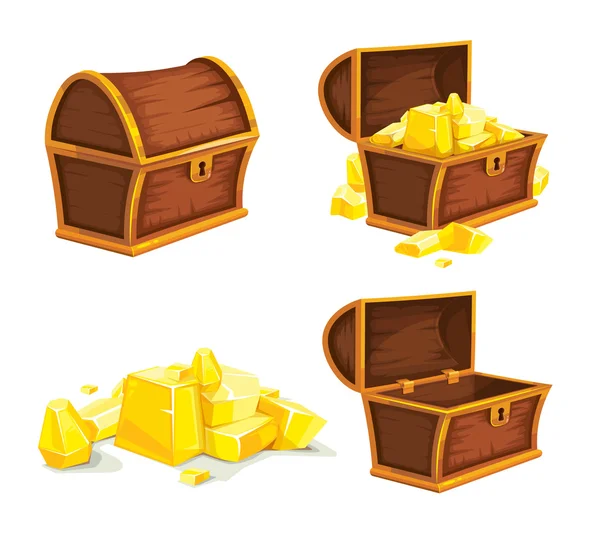 Vectorillustratie van vintage houten kist met goud — Stockvector