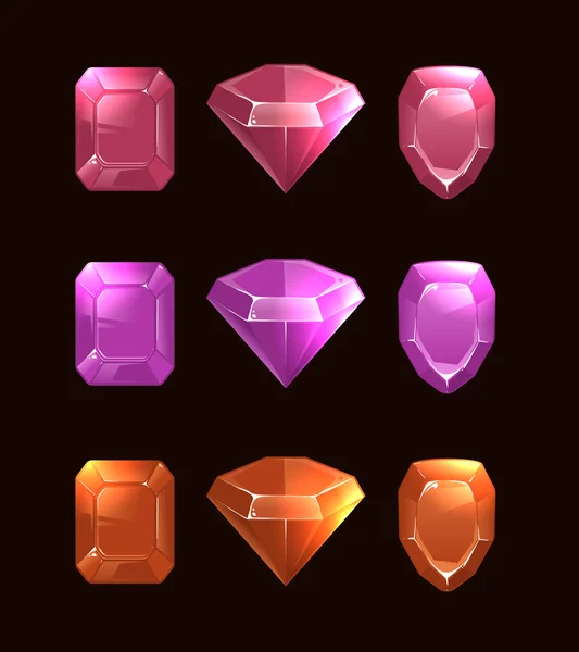 Vektor tecknad illustrationer av ädelstenar och diamanter — Stock vektor