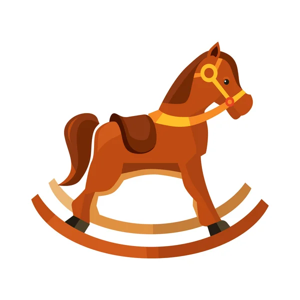 Vector illustration of brown rocking horse for kids — Stock Vector