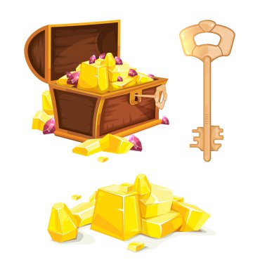 altın antika ahşap göğüs vektör çizim