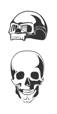 insan kafatası vektör Illustration. motosiklet kask bisikletçileri için.